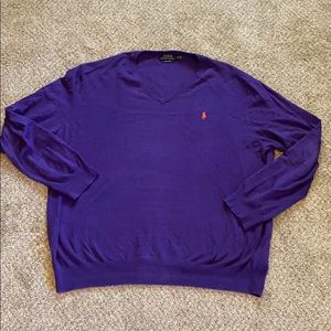 Polo purple v neck sweater XXL